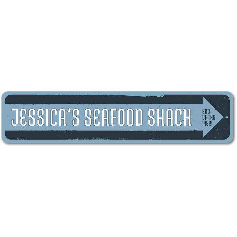Seafood Shack Aluminum Sign, 6" H x 24" W x 0.06" D