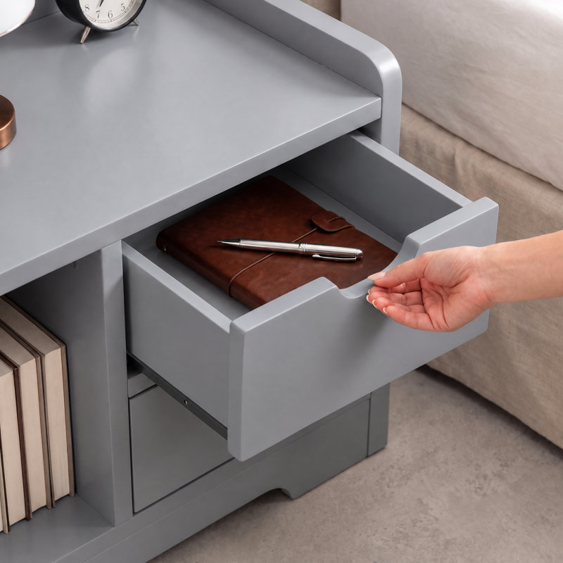 Solid Wood Square Accent Cabinet, Grey