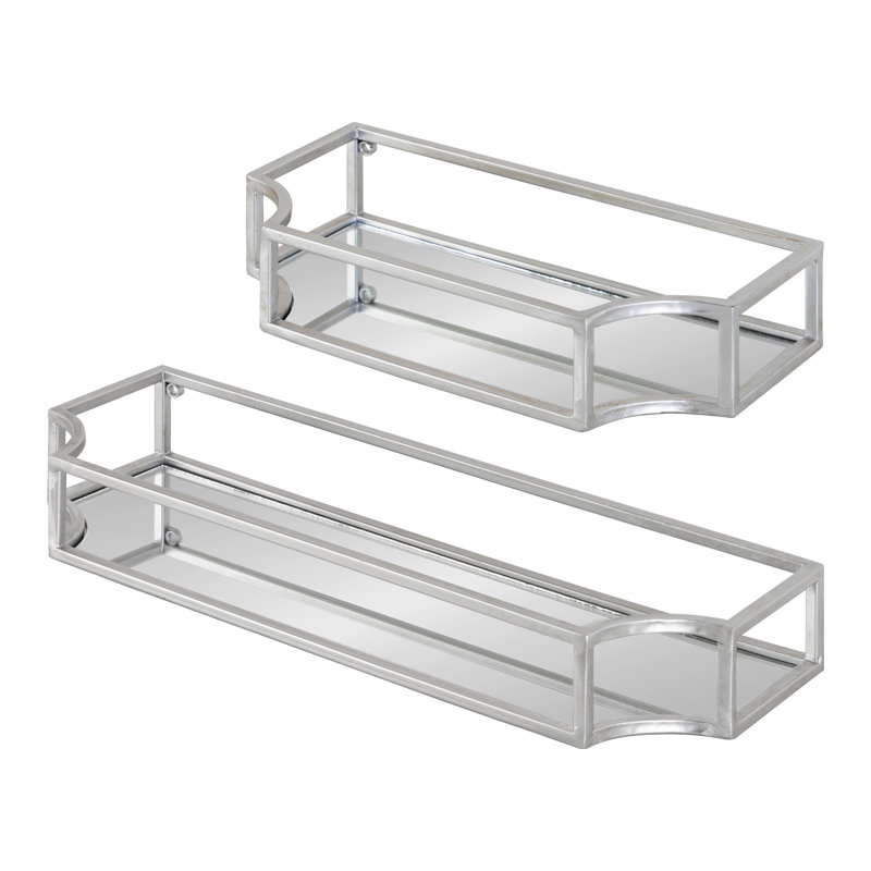 Turgut 2 Piece Metal Floating Shelf, Silver