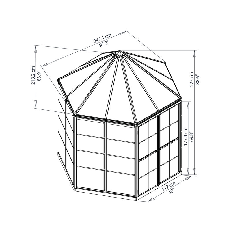 Oasis 7' x 8' Gray Polycarbonate Walk-In Greenhouse with Louver Window