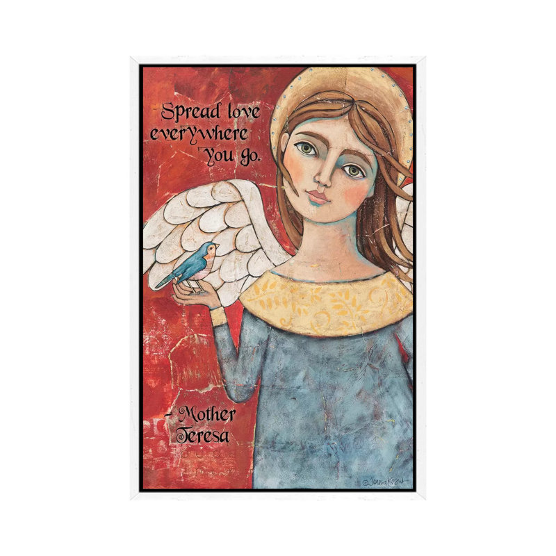 Spread Love by Teresa Kogut - Painting on Canvas, 66.04 cm H x 45.72 cm W, White Framed