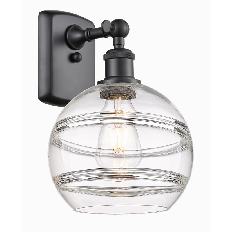 Applique murale 1 lumière Ballston Bienes, Transparent, H 10,88 po x l 8 po x P 8,13 po, Noir mat