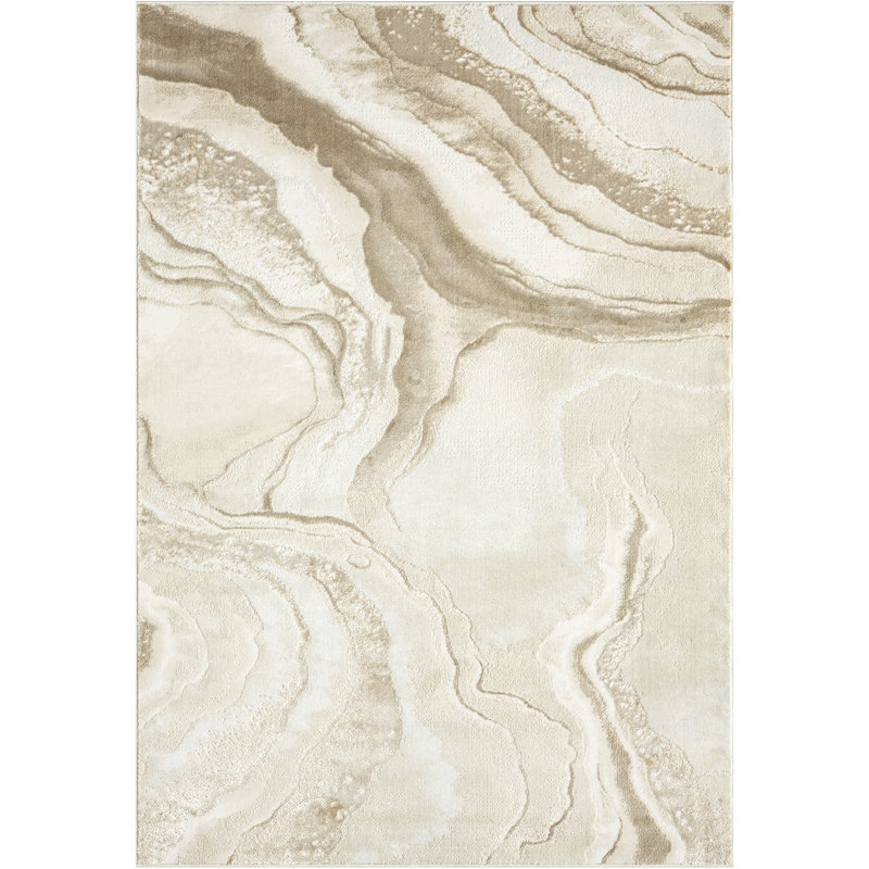 Tapis beige crème Abani GLAM GLA110A, Rectangle 6 pi x 9 pi