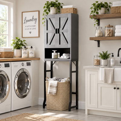 Meuble de salle de bain gain d'espace de style ferme moderne de 60 cm de large, à placer au-dessus des toilettes, noir
