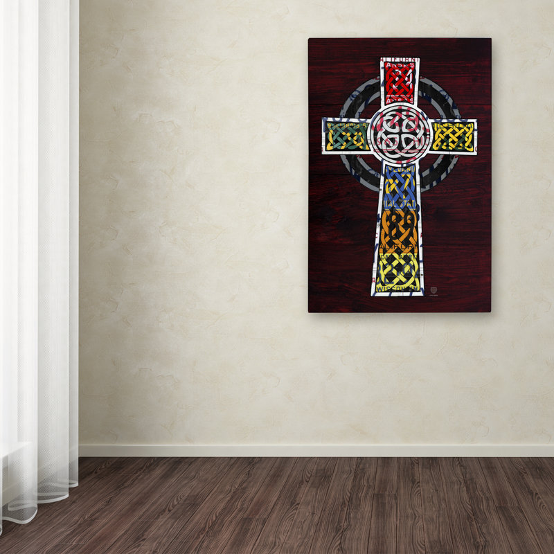 « celtique cross », impression sur toile tendue encadrée, H 19 po x l 12 po x P 2 po