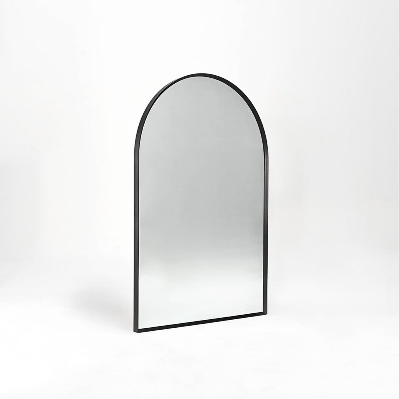 20X30 Inch  Metal Framed Arched Bathrrom Mirror For Wall., 30" x 20", Black