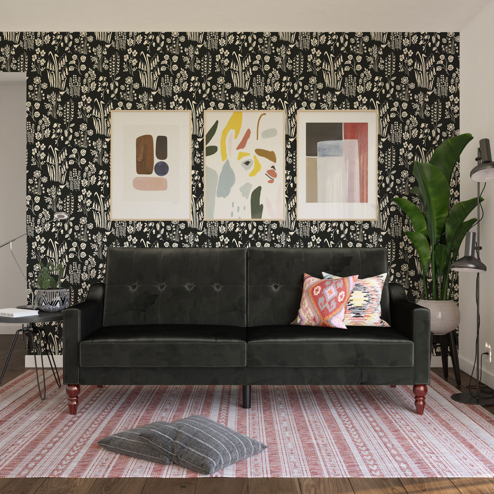 Tallulah Self-Adhesive Wallpaper Roll, Black
