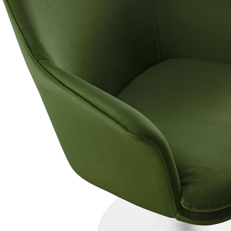 Fauteuil pivotant en velours Lippa Performance, Velours vert mousse, Blanc