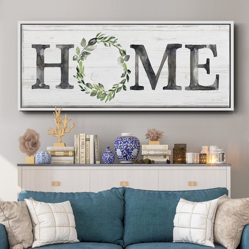 Gray Home Wreath- Framed Canvas