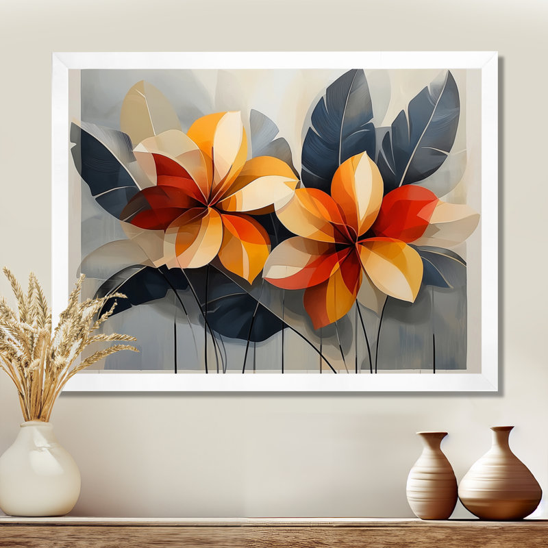 Chuk Summer Hibisuc In A Geometric Symphony I - art mural hibiscus, Reproduction encadrée d'une seule photo, Blanc
