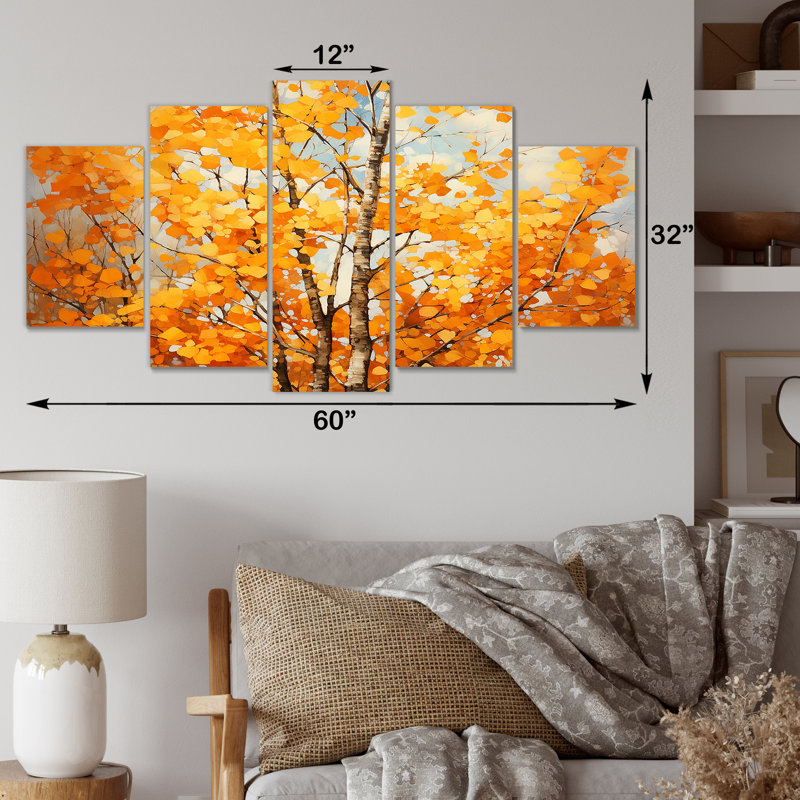 «Orange American Basswood Essence III - Tree Multipanel», art mural sur toile