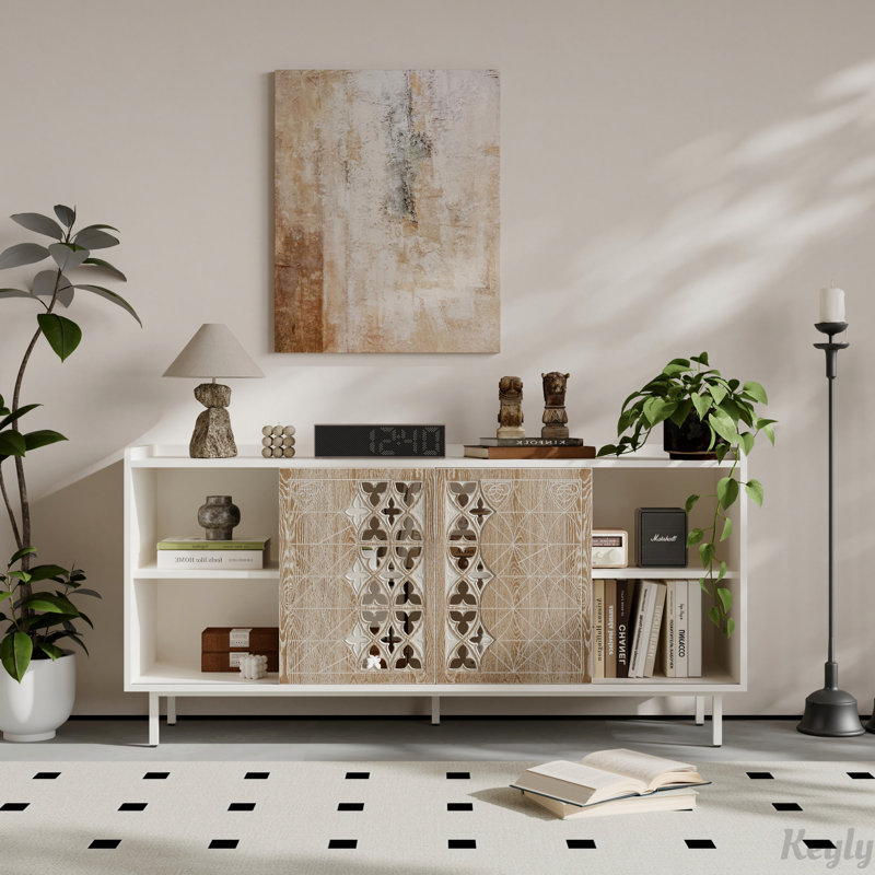 Buffet Mid-Century avec porte coulissante