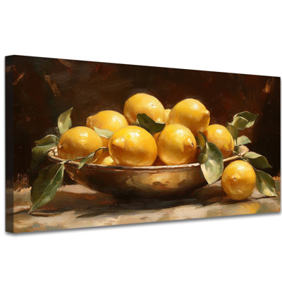Art mural de citron, décoration murale de cuisine citron, affiche d'art mural en toile rétro citron, impressions d'art mural de fruits, images de cuisine italienne pour décoration murale, art mural méditerranéen prêt à accrocher 12 po x 24 po