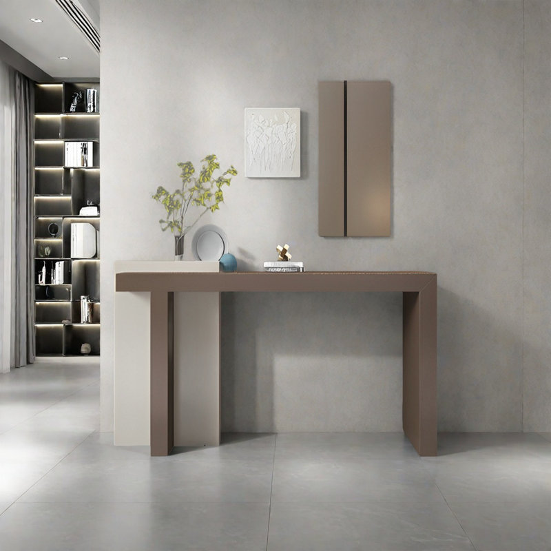 Console Modern Minimalist Art Design, H 37,4 po x l 47,24 po x P 15,75 po, Brun / Ivoire