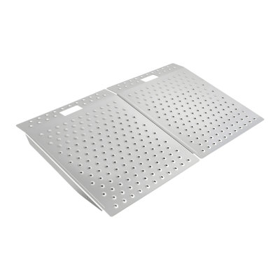 Rampe de seuil pour porte, rampe de fauteuil roulant en aluminium de 29,5 po x 24,3 po, rampe de seuil de porte antidérapante, capacité de charge de 750 lb, pour les marches, les trottoirs, les fauteuils roulants, les trottoirs, les chariots