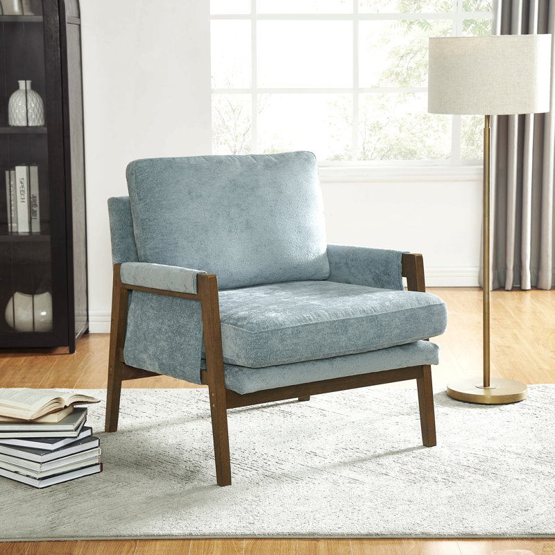 Fauteuil d'appoint moderne en velours, bleu, Bleu