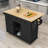 Kitchen Cart with Rubber wood Drop-Leaf Countertop ,Cabinet door internal storage racks,Kitchen Island on 5 Wheels with Storage Cabinet and 3 Drawers for Dinning Room-1280755644