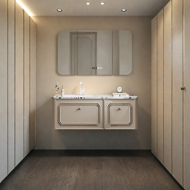 Armoire de salle de bain style français, H 19,68 po x l 47,24 po x P 21,65 po, Brun