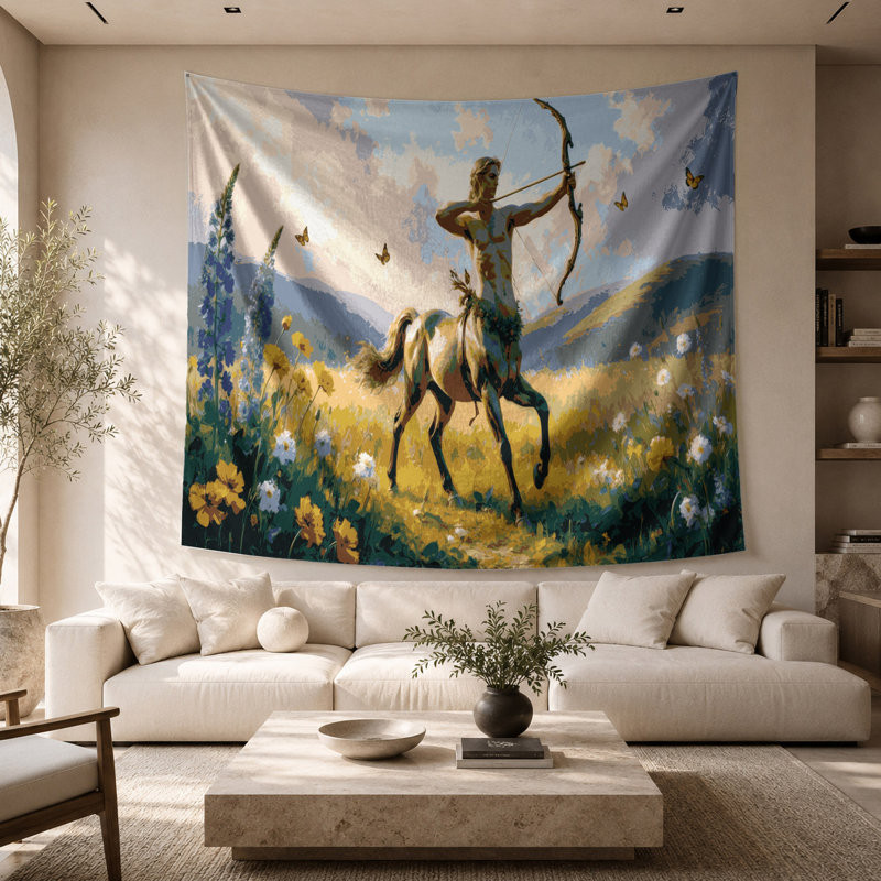 Tapisserie murale «Sci Fi Centaur archer in meadow», 68 po x 80 po
