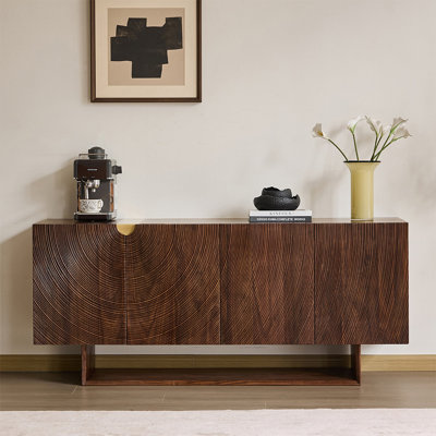 Armoire d'entrée italienne en bois massif sculpté