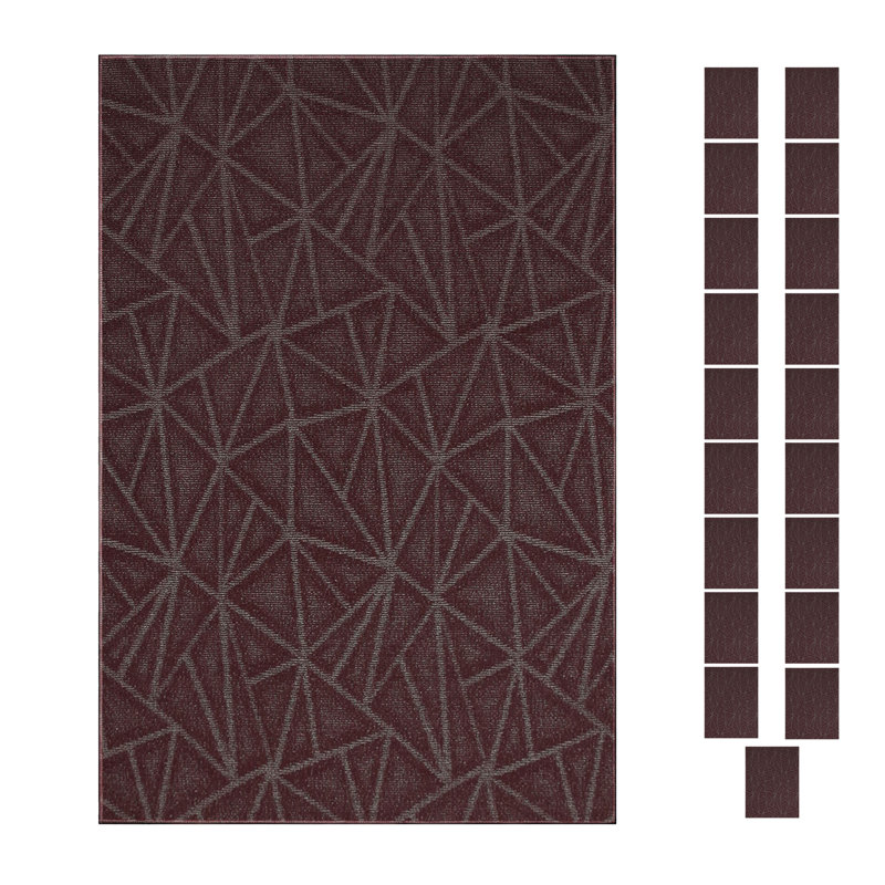 Ensemble de tapis bourgogne raffiné intérieur / extérieur Furnish My Place, Rectangle 1 pi 6 po x 2 pi 3 po
