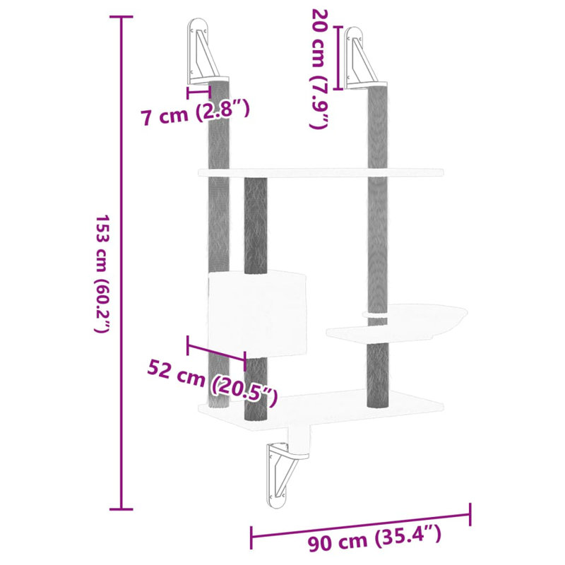 153cm H Cat Tree, Light Grey