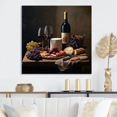 Cheese and Wine II - Wine Wall Art Champagne Wall Decor