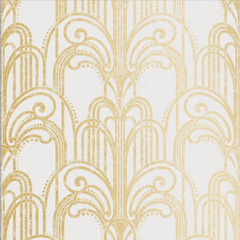 Damask Metallic Wallpaper Roll, Gold/Pearl