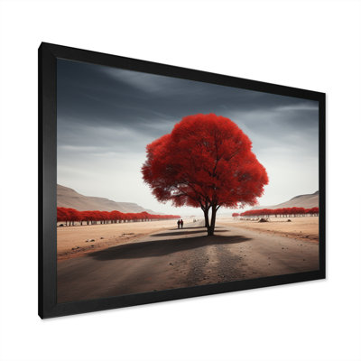 Red And Grey Tree Solitude IV Framed On Canvas Print