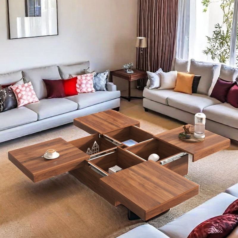 Dessia Sliding Top Coffee Table with Four Hidden Storage Compartments