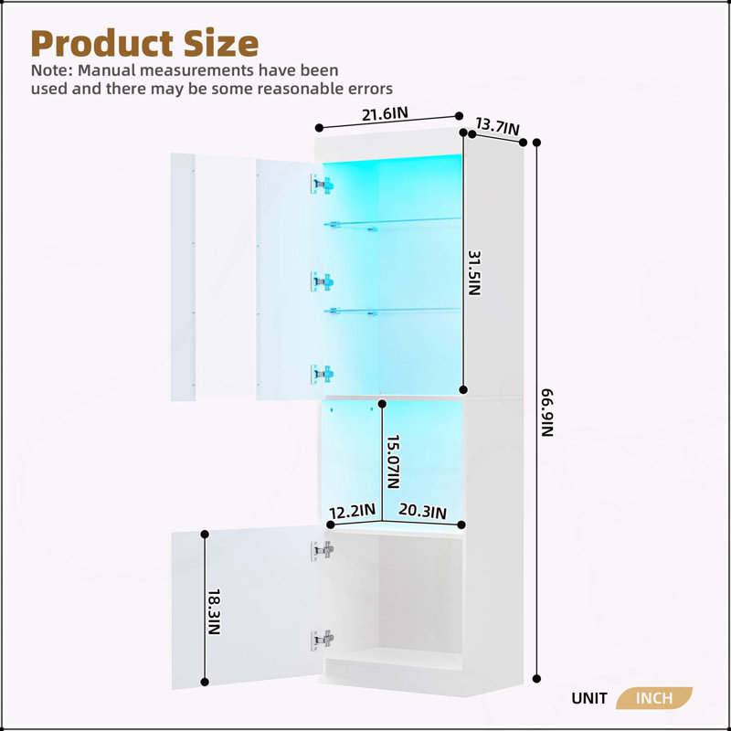 Armoire de rangement ultrabrillante avec lumières DEL, Blanc