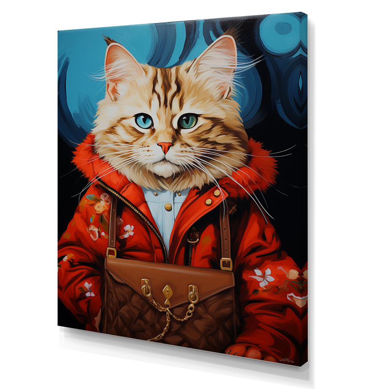 «Brown Cat Fashion Portrait I», Toile tendue, H 20 po x l 12 po x P 1 po