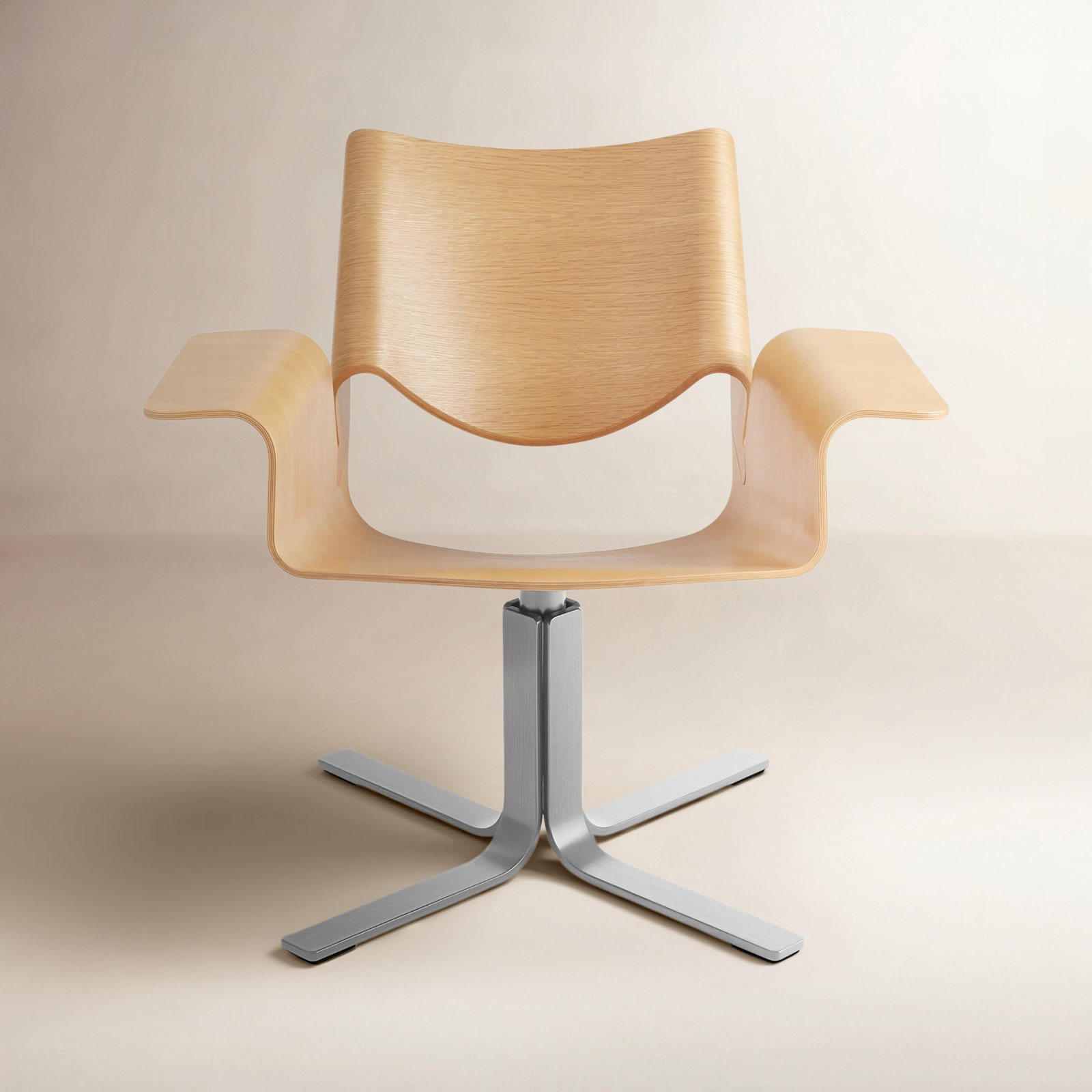Buttercup Swivel Office Chair, White Oak/Stainless Steel