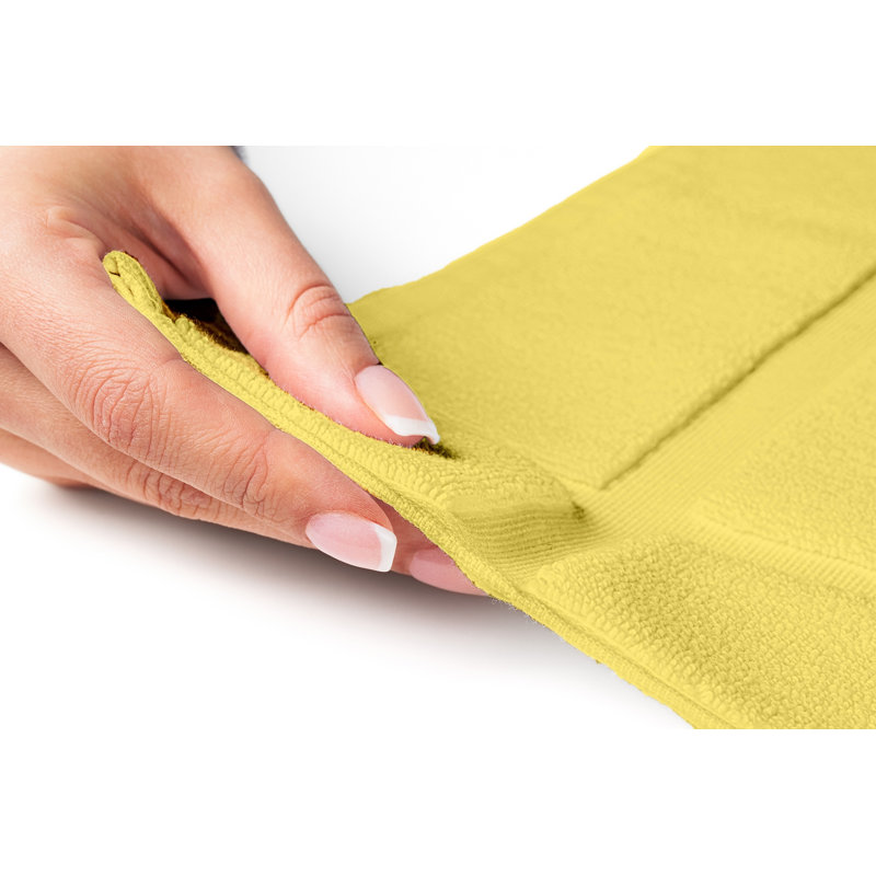 Tapis de bain uni 1350 g / m² 100% coton pour plancher de salle de bain, Jaune, L 17 po x L 24 po