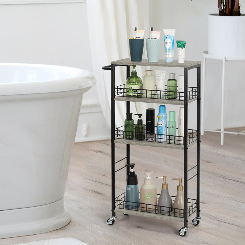 Black 34.56'' H x 16.65'' W Utility Cart, Grey/Black