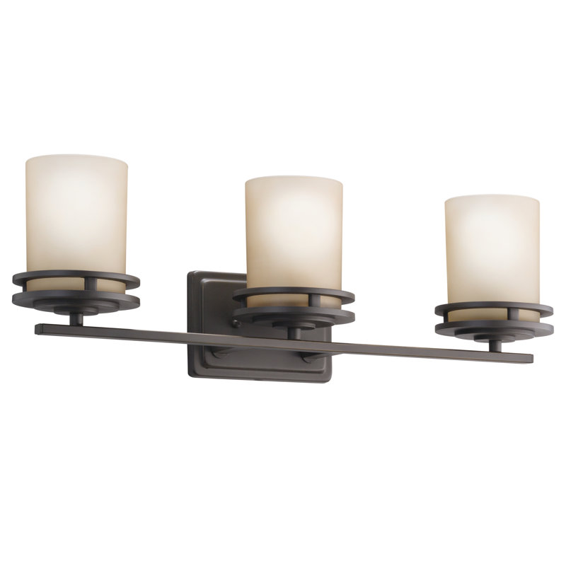 Olde Bronze 24" Modern Vanity Light with White Etched Glass