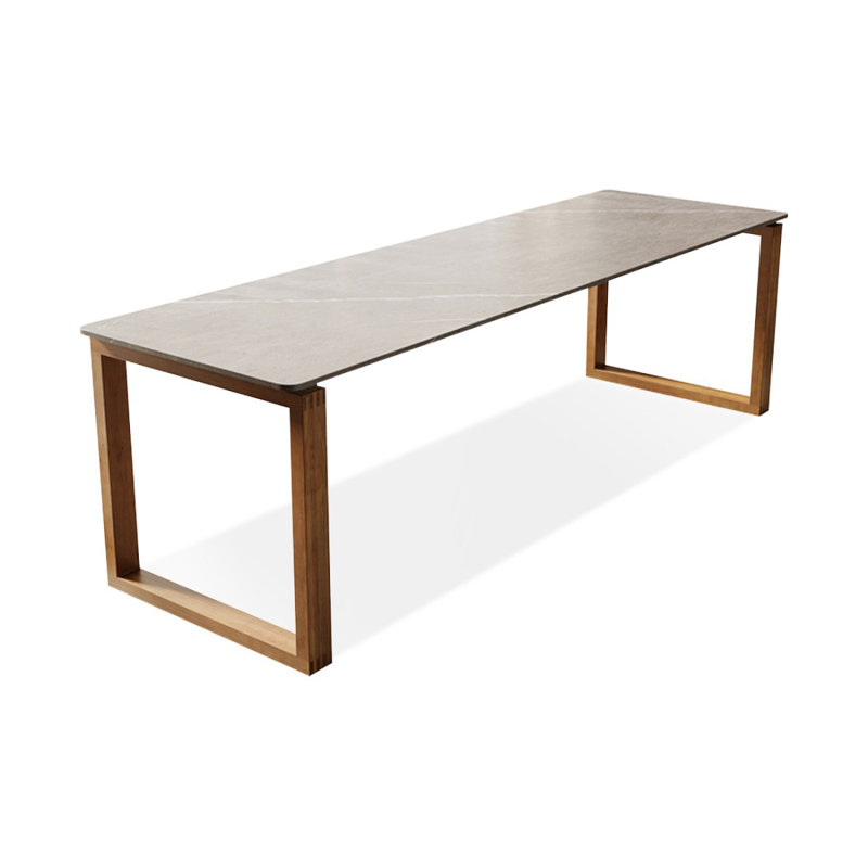 Brown Rectangular Sintered Stone + Solid Wood desk, 29.53" H x 86.61" W x 23.62" D