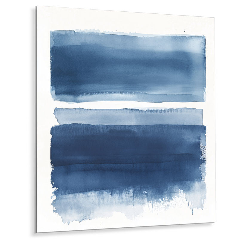 Indigo horizon - art mural moderne abstrait transitionnel en métal, impression moderne sur métal, L 12 po x H 20 po