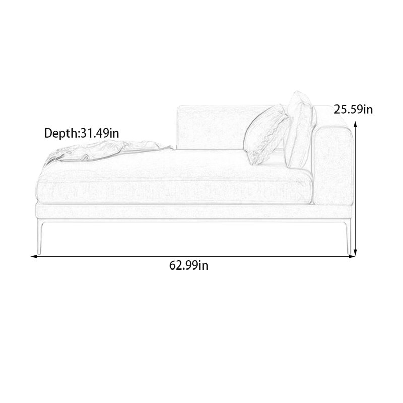 Chaise longue en coton et lin éponge, Orienté à droite