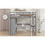 Lit mezzanine double avec garde-robe intégrée, bureau, tablettes et tiroirs de rangement, gris