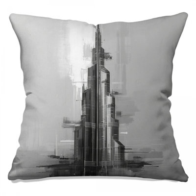 Abstract Skyscraper Illustration Double Sided Throw Pillows