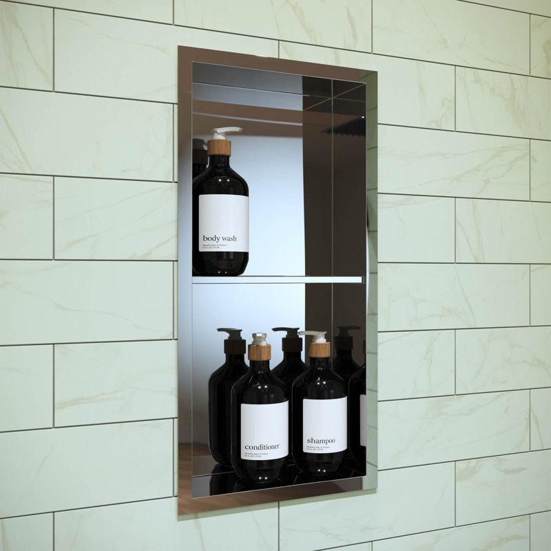 Niche murale en acier inoxydable 12 po x 24 po Voltaire, Chrome poli