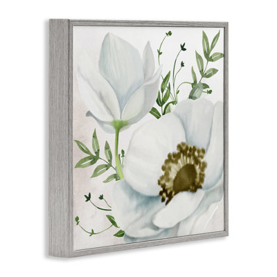 Magnolia et brins de feuilles, estampe numérique encadrée par Kim Allen