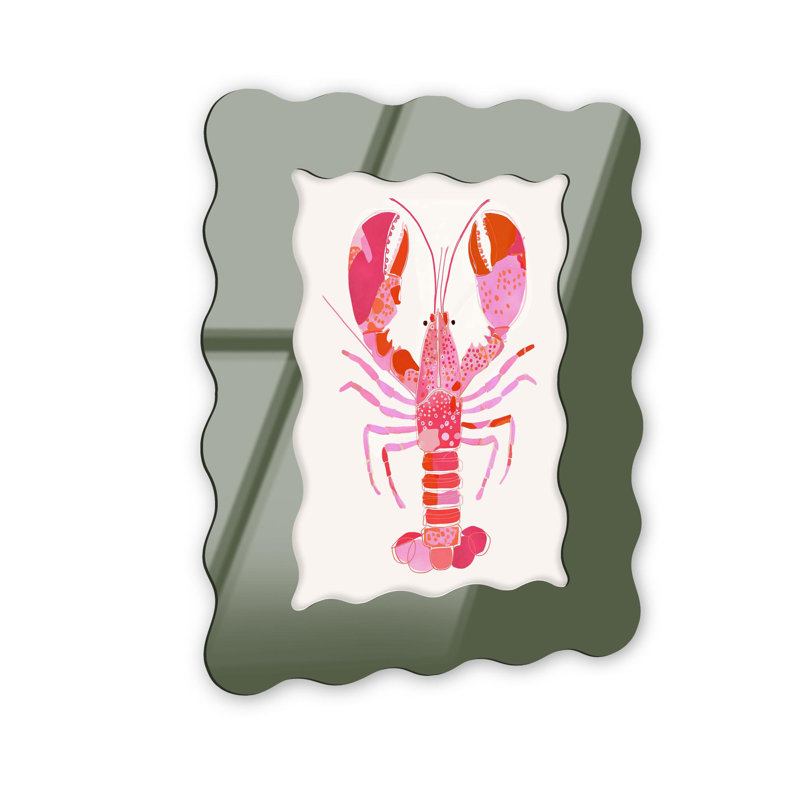 Cadre mural en acrylique Grand Lobster's Tale III par NOTORIART, H 39,5 po x l 27,5 po, Ondulé, Olive