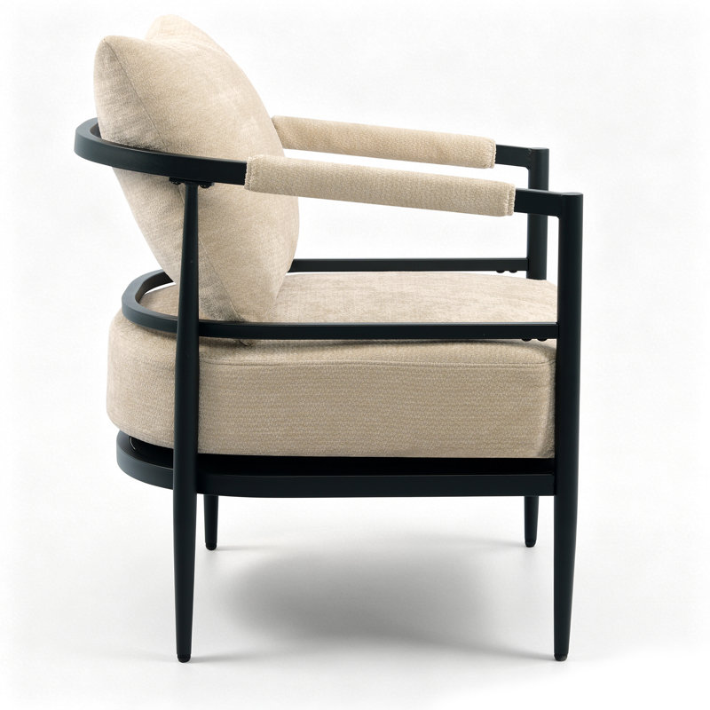 Modern Curved-Back Accent Chair With High-Density Foam Cushion– Upholstered Armchair For Living Room, Office, Or Lounge