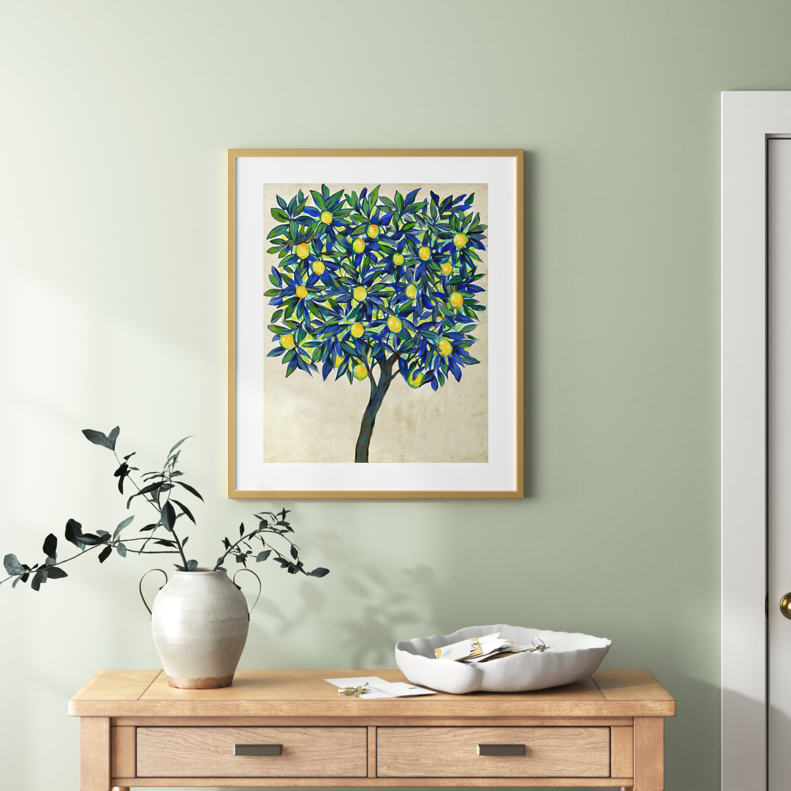 Lemon Tree Composition II by Tim Otoole, 33.17" H x 27.8" W x 0.88" D, Gold