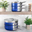 Batterie de cuisine antiadhésive 15 pièces avec couvercles en verre, four et lave-vaisselle Granitestone Blue