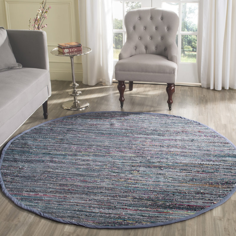 Feliciano Rag Rug Hand Woven Cotton Striped Rug, Square 6'
