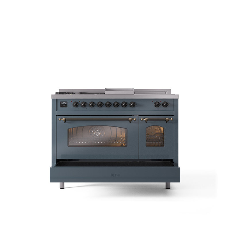 ILVE Nostalgie II 48 Dual Fuel Range, Blue/Gray/Bronze, Natural Gas