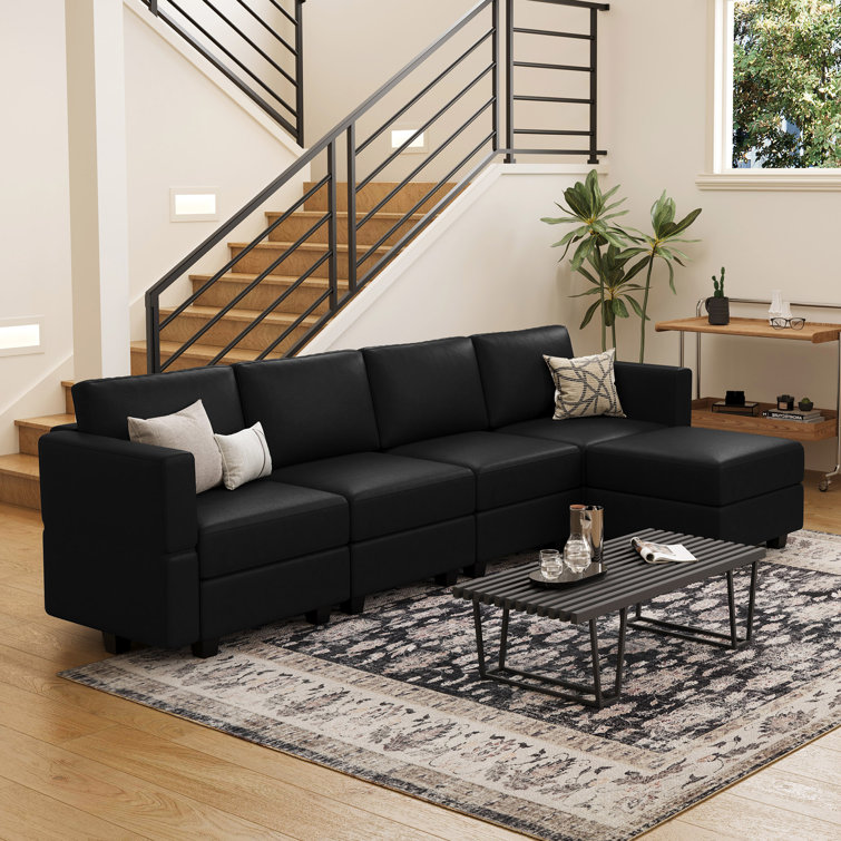 Colusa Faux Leather L-Shaped Sectional Sofa